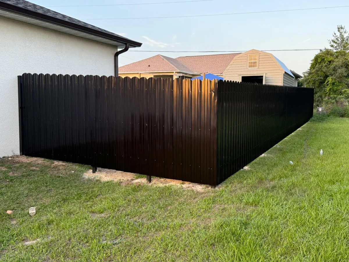 Durafence, black residential corner by Crystalline Home Improvement in Central Florida